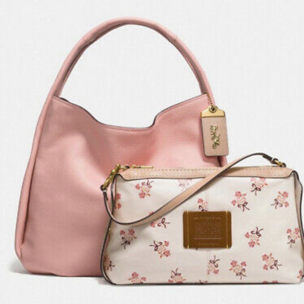 NWT-Coach 1941 Bandit Hobo 39 in peony pink with tan leather accents